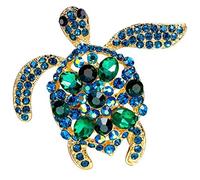 1 Pcs Green Rhinestone Turtle Brooches Sea Turtle Animal Party Causal Crystal Brooch Pins
