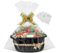 1 Pcs Hamper Basket,Gift Basket Empty with 2 Bags and 3 Pull Bows and 1 Pack Shredded Paper Cotton Rope Basket for Baby Shower,Wedding,Birthday,Easter(14.96 x 9.06 x 5.51 in) (Black)