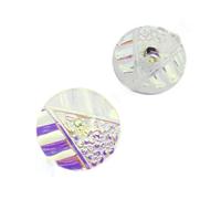 1 pcs Hand Made and Painted Czech Glass Button 22,5 mm, with Flowers Crystal AB