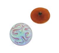 1 pcs Hand Made and Painted Czech Glass Button 27 mm, with a Lizzard matt Brown AB