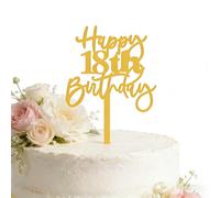 1 PCS Happy 18th Birthday Cake Topper, Acrylic Gold Cheers to 18 Years Birthday Cake Decoration 18 Fabulous Cake Charm for Happy 18th Birthday Anniversary Party Decorations Supplies (18)