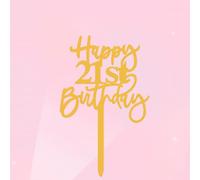 1 PCS Happy 21st Birthday Cake Topper, Acrylic Gold Cheers to 21 Years Birthday Cake Decoration 21 Fabulous Cake Charm for Happy 21st Anniversary Party Decorations Supplies (21)
