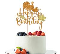 1 PCS Happy Birthday Thanksgiving Cake Topper,Glitter Fall Autumn Harvest Pumpkin Birthday Cake Pick Decorations for Thanksgiving Day Theme Party Decoration Supplies Orange