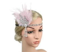 1 Pcs Headpiece Feather Headband Black Rhinestone Beaded Sequin Hair Band Vintage Women's Feather Headpiece(Color5)
