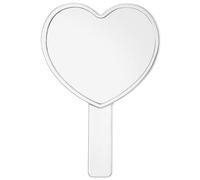 1 PCS Heart Shaped Hand Held Mirrors with Handle, Small Water Ripples Handheld Mirror, Cute Single-Sided Magnifying Makeup Lash Mirror with Handle for Makeup Travel Men & Women (Silver, 4 x 7 Inches)