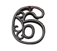 1 Pcs Height 11.5cm American Style Industrial Cast Iron Door Numbers Address For Home Restaurant Wall Living Room(Number 6)