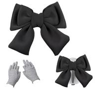 1 Pcs Helmet Bow Accessories Self Adhesive Fabric Helmet Decoration Classic Motorcycle Helmet Decor for Outdoor Sports Black