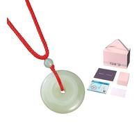 1 Pcs Hetian Jade Prayer Peace Buckle，Chain Jade Pendant，Healing Good Luck Donut Necklace，Handmade，Feng Shui，Men and Women Couple Models Wear(Size:30*30*8mm（1.2*1.2*0.3inch）,Color:Red Chain)