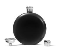 1 Pcs Hip Flasks, Round Hip Flasks, Senior Hip Flasks, Portable Hip Flasks, Stainless Steel Hip Flasks, Hip Flask with Funnel, Hip Flasks for Women Men, Fit for Hiking, Camping, Party, Picnic (Black)