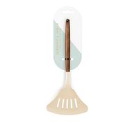 1 PCS Home Wood & Cream Silicone Colander,Ice Cream Spoons, Slotted Spoon