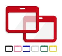 1 Pcs ID Badge Holder with Double-Sided Windows Horizontal Hard Plastic Case Red Card Protector Pouch for Office School ID Credit Cards Proximity Key Cards Driver’s Licenses and Passes