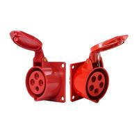 1 PCS Industrial Connector 16A 32A IP44 Three-Phase Socket Exposed and Concealed Direct red(LX 315 5 core 16A)