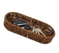 1 Pcs Key Bowl, Key Tray for Hallways, Handmade Rattan Tray Key Holder Bowl, Oval Design Key Dish for Organising Keys in Entryways and Living Spaces Home Decor and Gift Giving
