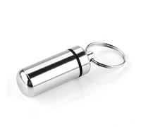 1 Pcs Keychain Mini Pill Box Bottle - Small Portable Aluminium Tablet Capsule Container,Silver，Waterproof