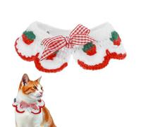 1 PCS Kitten Collar Crochet Cute Cat Strawberry Collar Soft Crochet Pet Scarf Knitted Kitten Handmade Knitting Breakaway Collars Adjustable Knitted Cat Collars for Girl Cats and Some Puppies (Red)