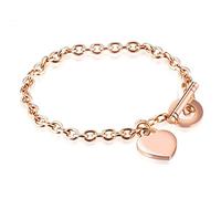 1 PCS Ladies Girls Women 316L Titanium Steel Bangle Bracelet Rose Golden Drop Pendant O Shaped Adjustable Charm Bracelet Bracelet, Allergy Free, Valentine's Day, Birthday Gift