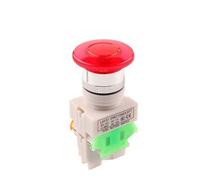 1 PCS LAY37 Mushroom Self-locking Self-Reset With Light 22mm Push Button Switch Emergency Stop Knob Switch Equipment(LAY37 LED R,Self-Reset,380V)