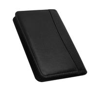 1 Pcs Leather Notebook Notepad with Calculator Refillable Binder Notebook Zipped Personal Organiser Conference Folder Portfolio Executive Notebook with Documents Cards Pockets Pen Slots (A6 Black)