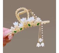 1 Pcs Metal Claw Clips, Vintage Crystal Flower Tassel Hair Clips,Chinese Ancient Style Hairpins,Hanfu Hair Accessories Bride Wedding Headdress for Women Girls