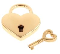 1 pcs Metal Heart Shaped Polished Padlock with Skeleton Key Replacement Handbag Bag Wedding Bow Lock Jewelry Box Storage Box Lock Diary Book (Gold-1 pcs)