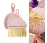 1 pcs Mini Dustpan and Brush Set, Small Broom and Dustpan Cleaning Set Portable Table Top Brush Set Dining Table Crumb Sweeper Cleaning Tools with Soft Bristles Sweeper Dust Pan for Office(Pink)