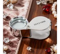 1 PCS Mini Magnifying Glass 30X Folding Pocket Magnifier with Metal Protective Case - Foldable Reading Magnifier for Travel, Inspection, Jewelry, Coins, Hobby (Sliver)