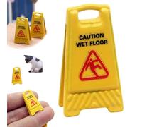 1 Pcs Miniature Wet Floor Warning Signs, Mini Caution Sign, for Dollhouse Realistic Caution Signs for Role Play and Educational Use for Creative Play and Model Collections Dollhouse
