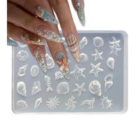 1 Pcs Nail Molds 3D Summer Silicone Nail Mold Marine Animals Design Nail Art Molds Carving Template Cute Starfish, Shell Molds Silicone Nail Tools for Women Acrylic Nails Art Supplies DIY