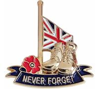 1 Pcs Never Forget Red Flowers Pin Union Jack Remembrance Day Badge Veteran Soldier Brooch Decorations Gifts Memorabilia