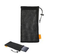 1 Pcs Nylon Protective Phone Pouch - Small Drawstring Bag Phone Case Phone Sock Storage Bag Cover Holder with Mesh for 5.5 Inch Mobile Phone & Portable Power Bank (Black)