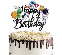 1 PCS Outer Space Happy Birthday Cake Topper Rocket Planet Space Theme Party cake decoration,Baby Shower for Universe Outer Space Theme Baby Shower Kids Birthday Party Decorations Supplies