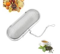 1 Pcs Oval Tea Filter with Chain, Fine-Meshed Multifunctional Strainer for Loose Leaf Tea, Spices & Seasonings, Durable Brewing Accessory (Easy to Use)