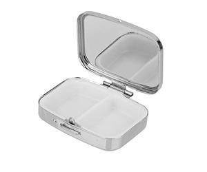 1 Pcs Pill Box Metal Pill Case Portable Mini Pill Medicine Container Organizer with Internal Mirror for Travel Use Random Pattern On The Box CoverProfessional and Attractive