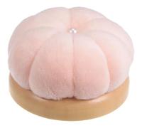 1 Pcs Pink Pin Cushion for Sewing - Round Japanese Style Needle Cushion with Solid Wooden Base - Cute Pumpkin Pincushion for Quilting, Needlework, & DIY Crafts
