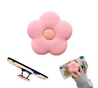 1 Pcs Pink Silicone Mobile Phone Grip Stand,Cute 2D Flower Phone Ring Holder,Collapsible & Expandable Smartphone Accessory for Tablets and Cases - Universal Compatibility