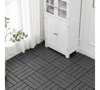 1 Pcs Plastic Terrace Tiles Interlocking Patio Tiles Decking Patio Garden Paths Balcony Porch Roof Flooring Mulch Flooring(Dark grey)
