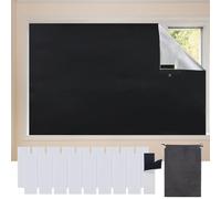 1 Pcs Portable Blackout Blind Set With 8 Pair Adhesive Tape, Temporary Blackout Blinds, No Drilling Blackout Blinds with Self Adhesive Tapes for Bedroom 150 * 200 CM (Black,Silver)