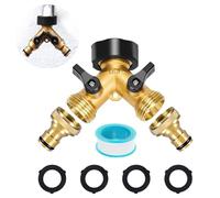 1 Pcs Premium Brass Hose Splitter - 2-Way Garden Faucet Diverter with Quick Connect, Heavy-Duty Y-Shaped Tap Connector for Standard Outdoor Spigots