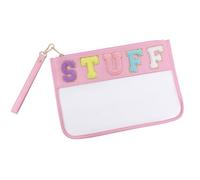 1 PCS Preppy Monogrammed Wash Pouch | Transparent PVC Toiletry Organiser | Leakproof Travel Cosmetic Case | Multi-Purpose Storage Bag for Women & Teens | School Gym Essentials