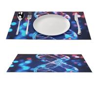 1 PCS PVC Heat Resistant Placemats 12x18 Inch Washable Non-Slip Table Mats for Dining Table, DNA Genetic Helix Place Mats for Holiday Party Kitchen Dining Decor