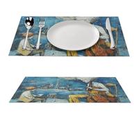 1 PCS PVC Heat Resistant Placemats 12x18 Inch Washable Non-Slip Table Mats for Dining Table, Two People on Chairs Place Mats for Holiday Party Kitchen Dining Decor