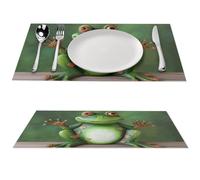 1 PCS PVC Heat Resistant Placemats 12x18 Inch Washable Non-Slip Table Mats for Dining Table, Welcome Frog Place Mats for Holiday Party Kitchen Dining Decor