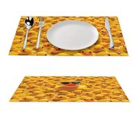 1 PCS PVC Heat Resistant Placemats 12x18 Inch Washable Non-Slip Table Mats for Dining Table, Yellow Rubber Duck with Sunglasses Place Mats for Holiday Party Kitchen Dining Decor