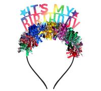1 Pcs Rainbow Birthday Headband Its My Birthday Headband with Confetti Tinsel Glitter Crown Accessory for Women and Girls Sweet Decorations and Gifts