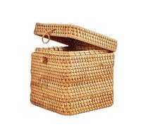 1 Pcs Rattan Woven Multi-Functional Tissue Box Rectangular Remote Control Storage Ceramic Lid Home Organization Accessories For Home(Original color-2)