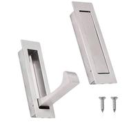 1 PCS Recessed Door Handles Stainless Steel with Embedded Invisible Rotating Concealed Drawer Cabinet Doors Pocket Handle for Kitchen Cabinets, Wardrobes, Dressing Tables (Brushed Color)