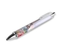 1 PCS Refillable Black Paris Eiffel Tower with Flowers Ballpoint Pens 0.5mm Fine Point Smooth Writing Quick-Dry Liquid Ink Comfort Grip Retractable & Pocket-Sized for Journaling Notetaking Sketching