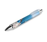 1 PCS Refillable Black Santorini Greek Island Sea View Ballpoint Pens 0.5mm Fine Point Smooth Writing Quick-Dry Liquid Ink Comfort Grip Retractable & Pocket-Sized for Journaling Notetaking Sketching