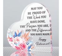 1 Pcs Retirement Gifts for Women Heart-shaped Retirement Gift Thoughtful Retirements Gift Ideas Acrylic Plaque-Leaving Gifts Keepsake for Colleagues Teachers Nurses Coworker families Friends Women Men