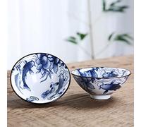 1 PCS Retro Blue and White Porcelain Cone Teacup Anti Scaling Hand-Painted Ceramic Tea Bowl Travel Meditation Cups Tea Set